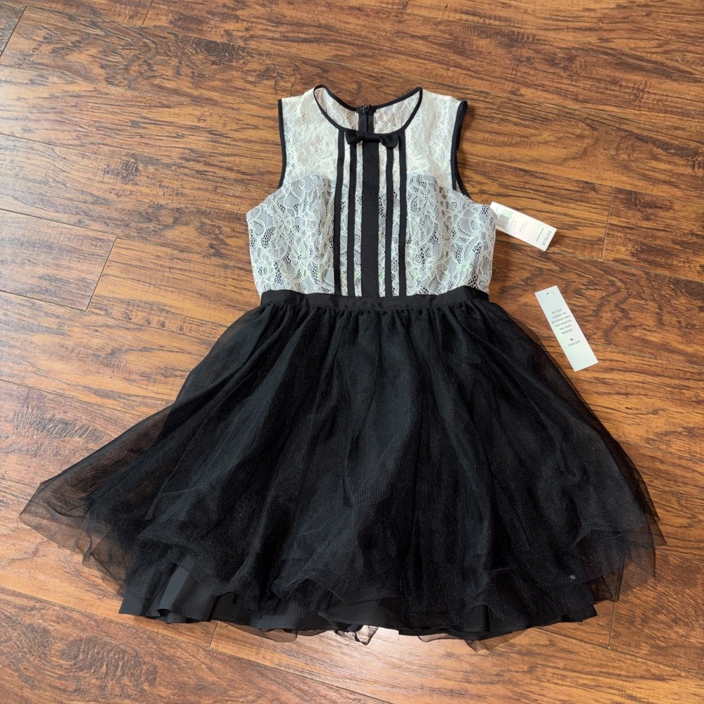 NWT BCBGeneration Black & White Balletcore Tulle Mini Dress Size 4